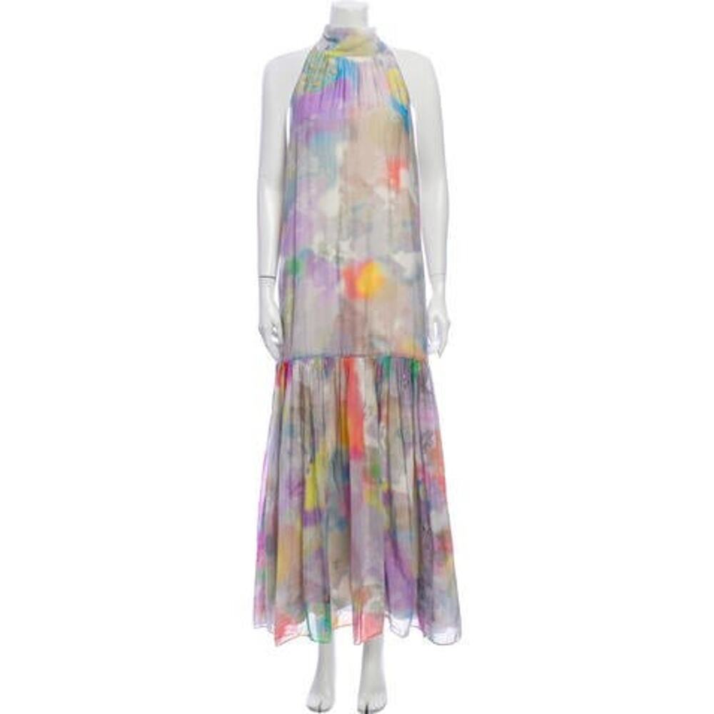 Erdem Watercolor Printed Long Dress Multicolor - 6